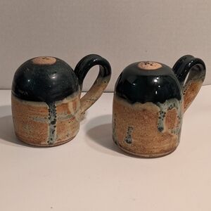 Salt and Pepper Shakers Renaissance Medieval Hand Made Pottery.